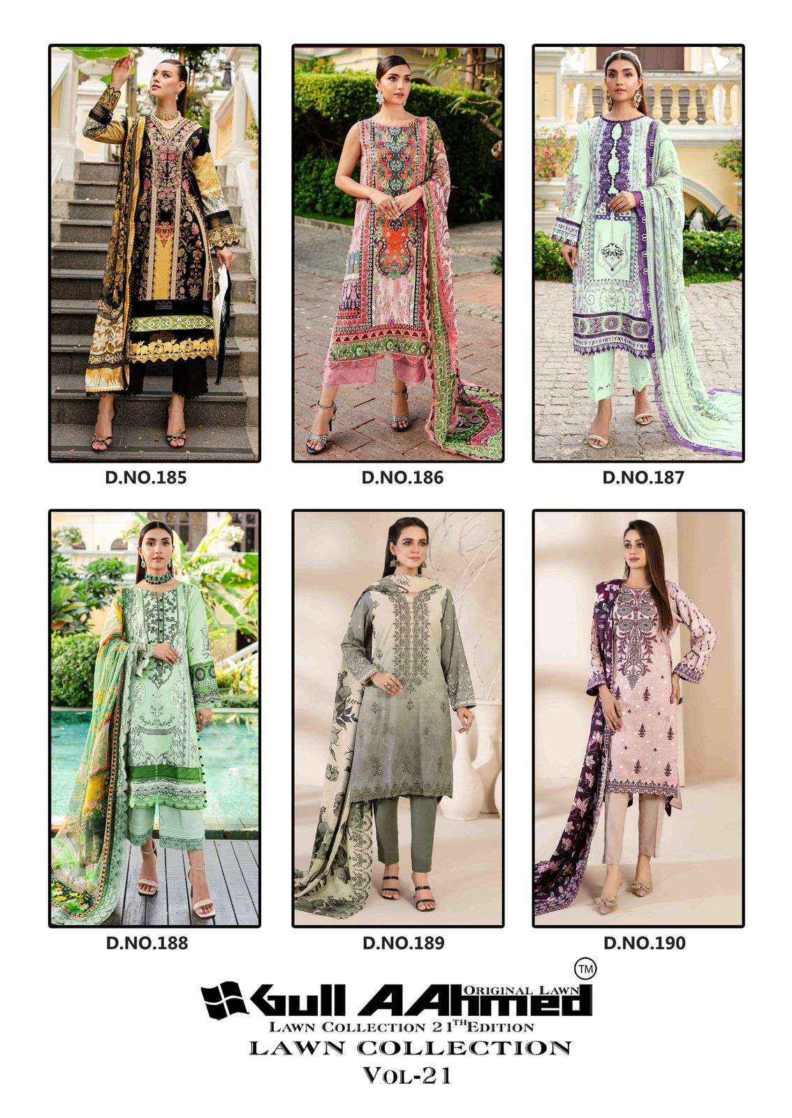 Gull Aahmed Lawn Collection Vol 21 Lawn Cotton Dress Material 6 pcs Catalogue