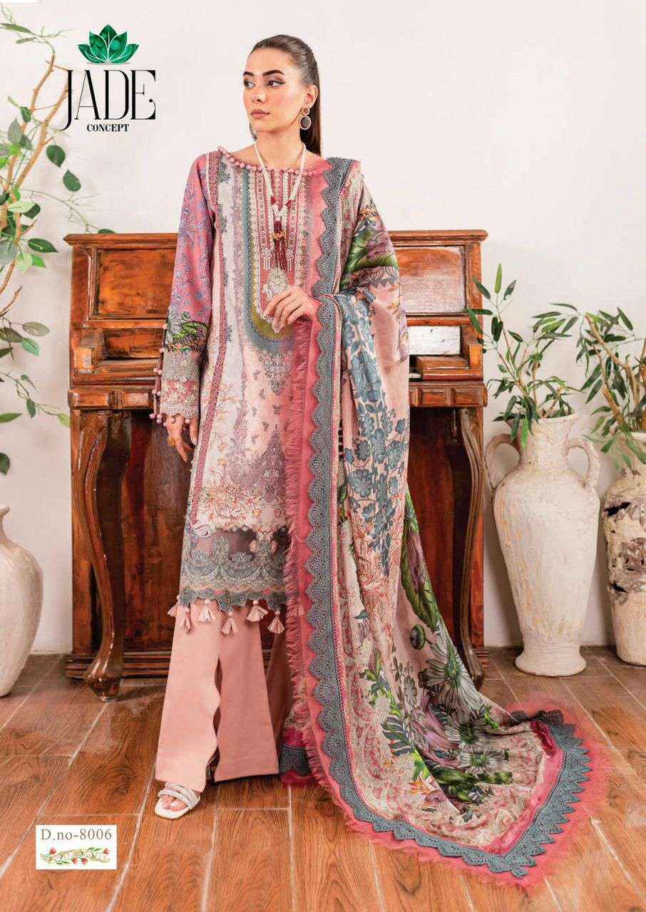 Jade Crimson Exclusive Heavy Lawn Collection Vol 8 Cotton Dress Material 6 pc Cataloge