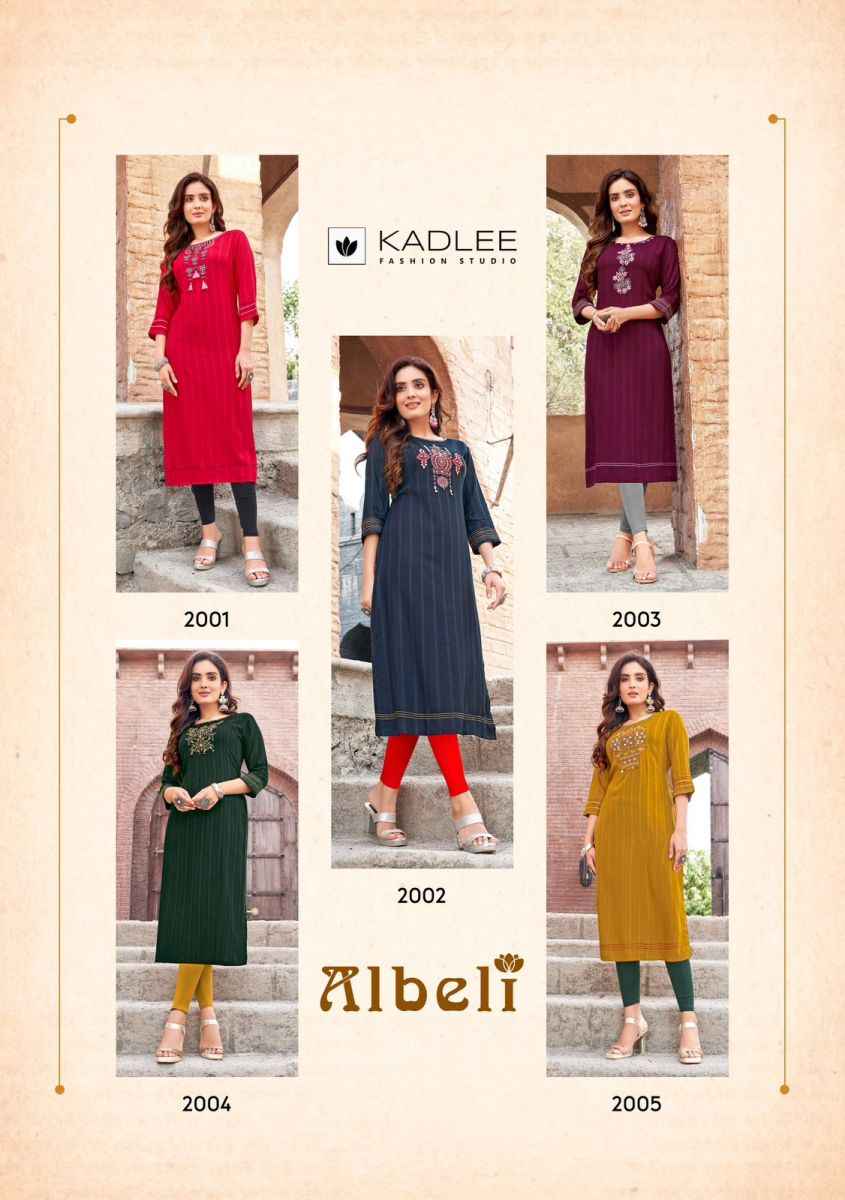 Kadlee Albeli Rayon Kurti 5 pcs Catalogue