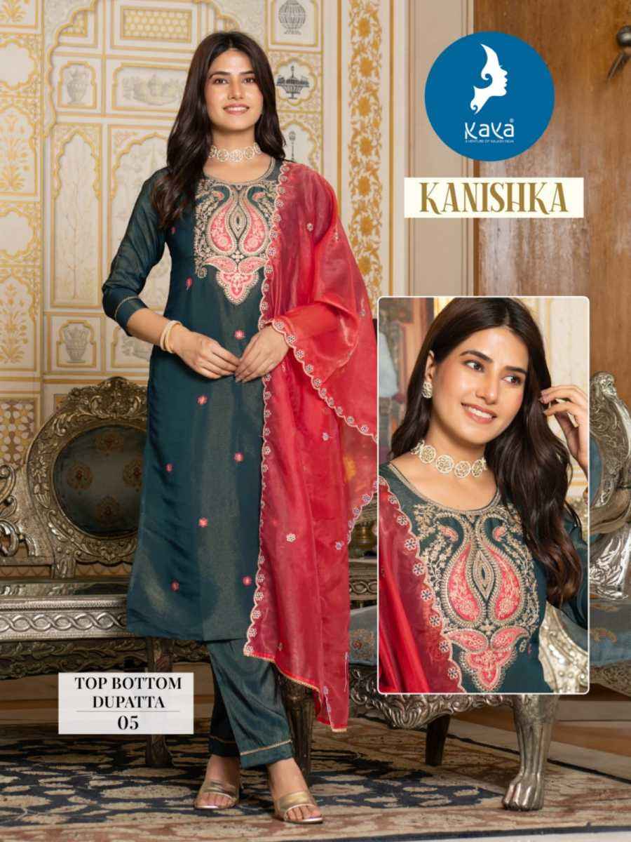 Kaya Kanishka Tissue Shimmer Kurti Combo 6 pcs Catalogue