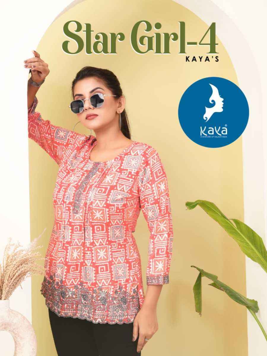 Kaya Star Girl 4 Short Cotton Kurti 8 pcs Catalogue