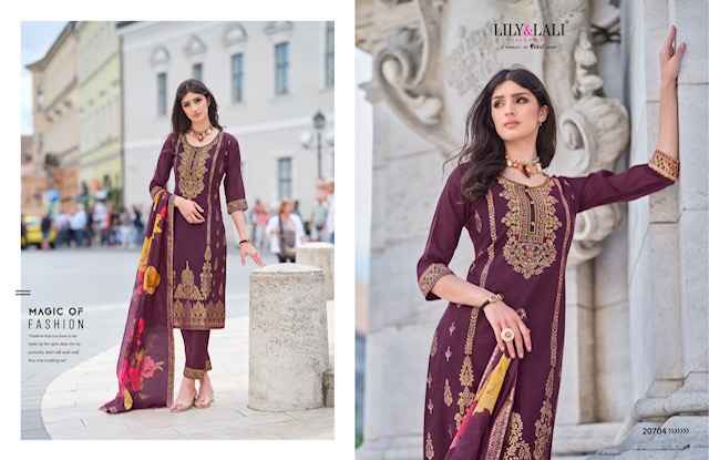 Lily & Lali Lajjo Jacquard Silk Kurti Combo 6 pcs Catalogue