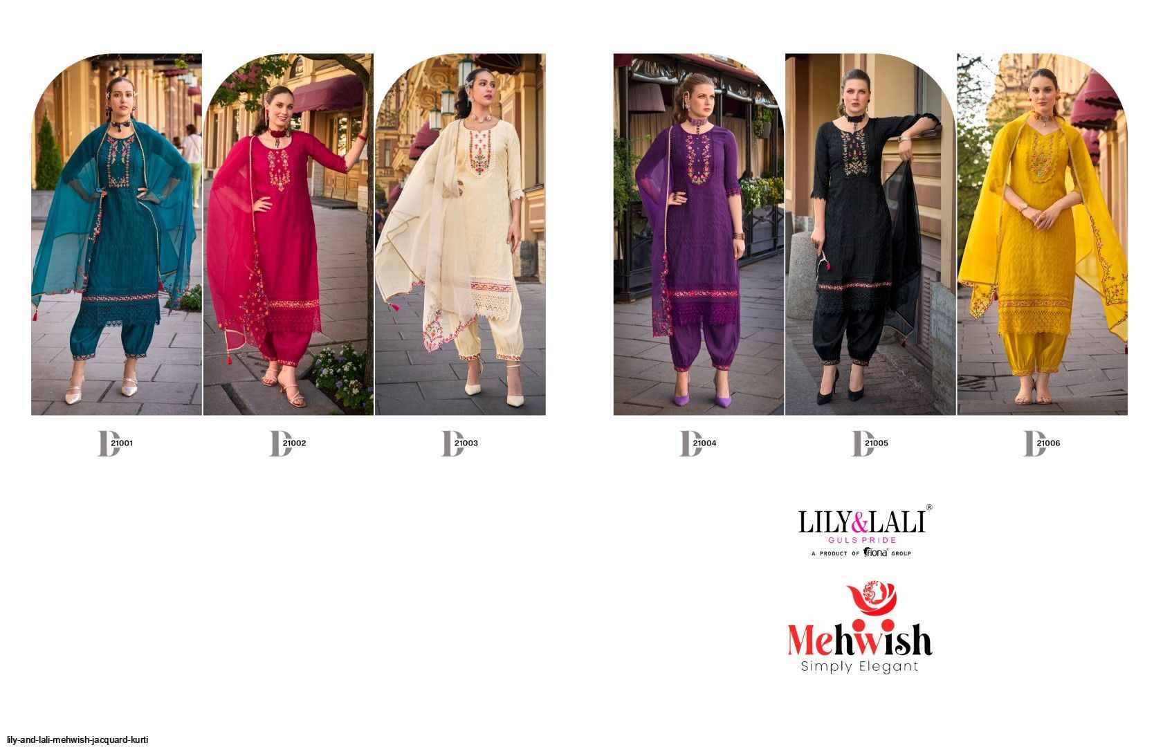 Lily & Lali Mehwish Jacquard Kurti Combo 6 pcs Catalogue