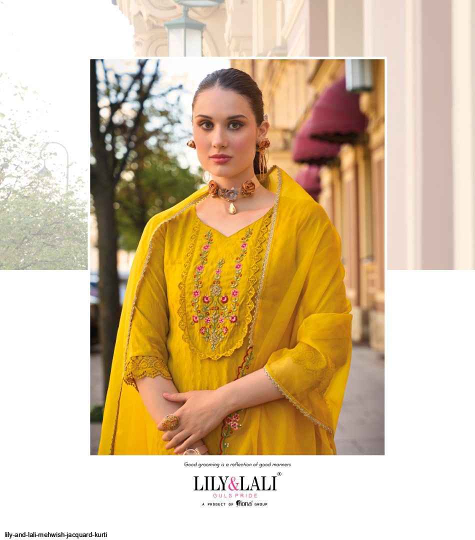 Lily & Lali Mehwish Jacquard Kurti Combo 6 pcs Catalogue