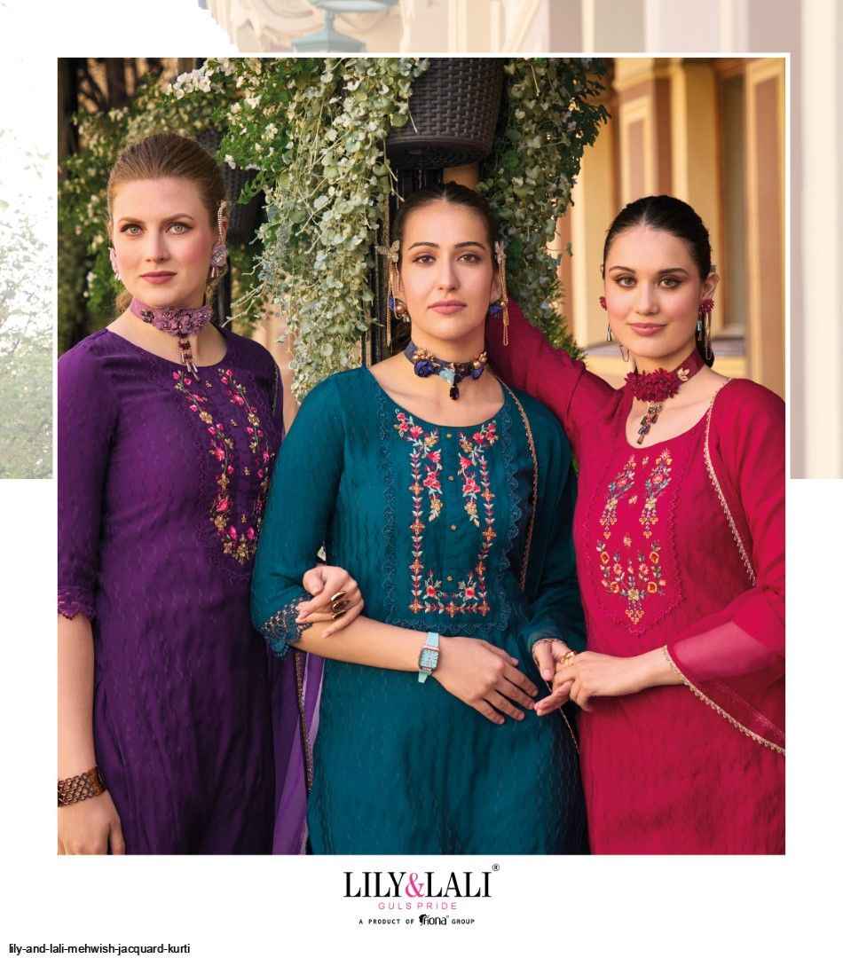 Lily & Lali Mehwish Jacquard Kurti Combo 6 pcs Catalogue