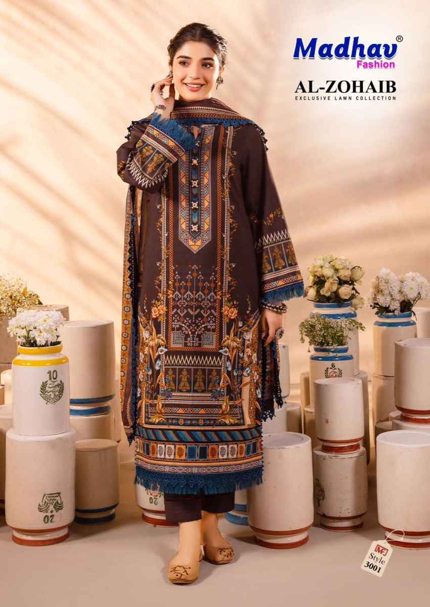 Madhav Fashion Al Zohaib Vol 3 Lawn Cotton Dress Material 6 pcs Catalogue