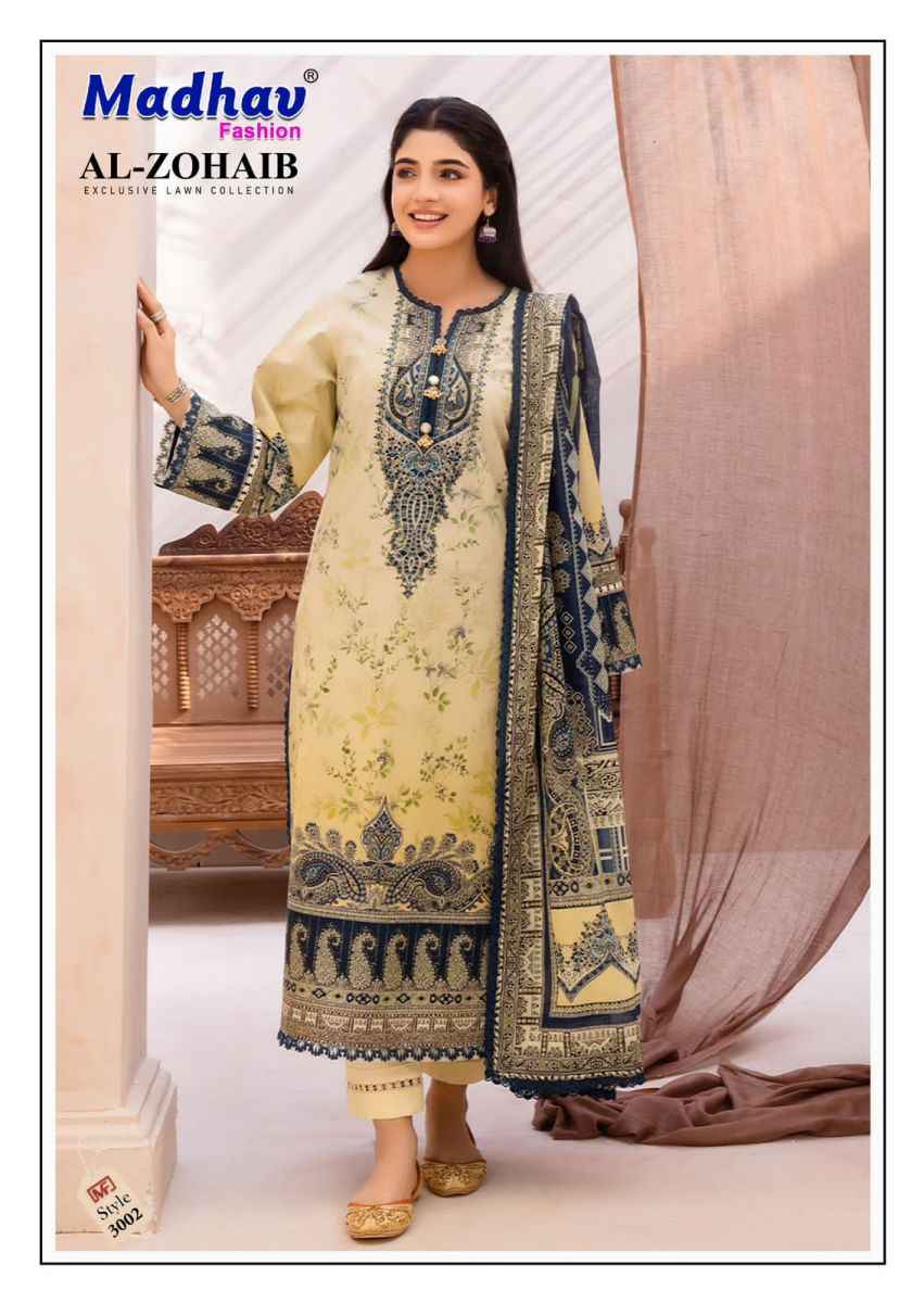 Madhav Fashion Al Zohaib Vol 3 Lawn Cotton Dress Material 6 pcs Catalogue
