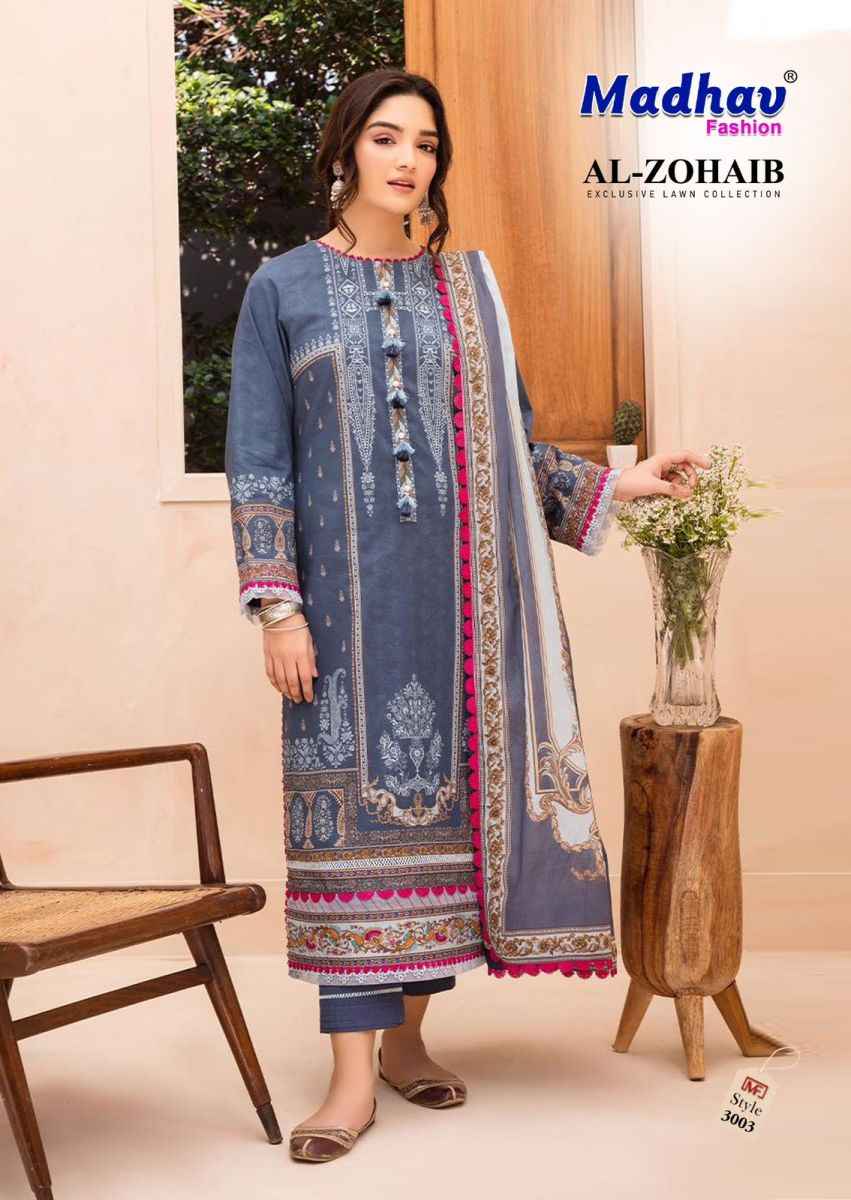 Madhav Fashion Al Zohaib Vol 3 Lawn Cotton Dress Material 6 pcs Catalogue