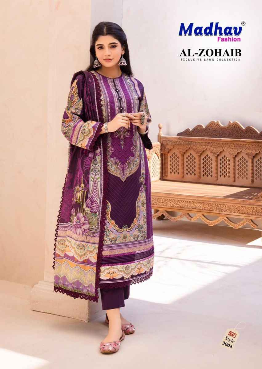 Madhav Fashion Al Zohaib Vol 3 Lawn Cotton Dress Material 6 pcs Catalogue