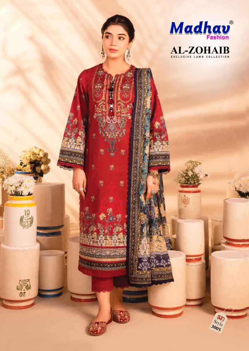 Madhav Fashion Al Zohaib Vol 3 Lawn Cotton Dress Material 6 pcs Catalogue