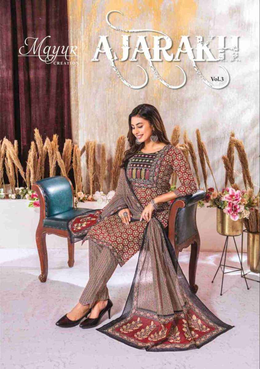 Mayur Creation Ajarakh Vol 3 Readymade Cotton Dress 10 pcs Catalogue