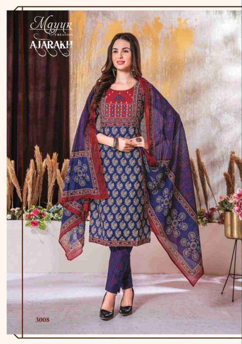 Mayur Creation Ajarakh Vol 3 Readymade Cotton Dress 10 pcs Catalogue