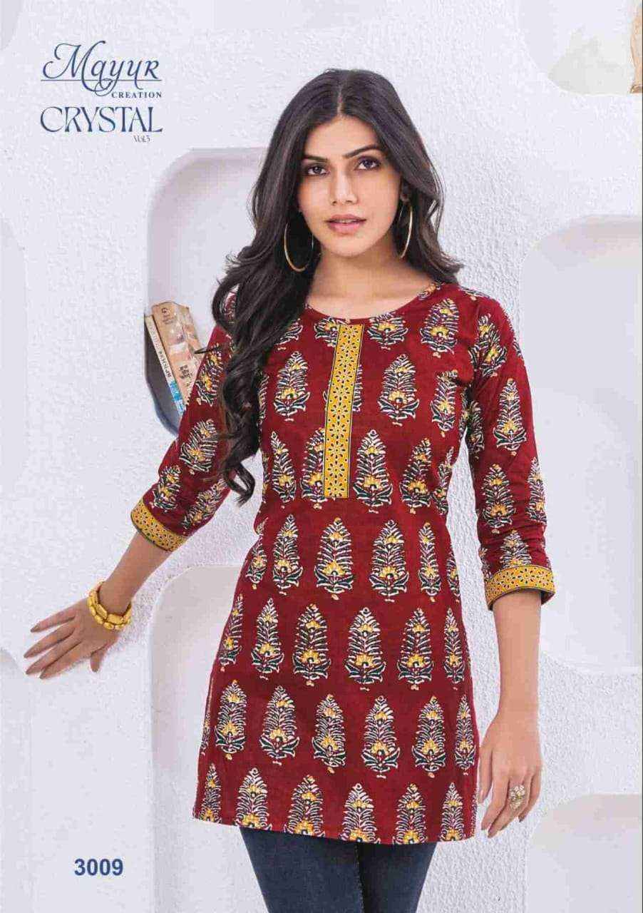 Mayur Creation Crystal Vol 3 Cotton Kurti 12 pcs Catalogue