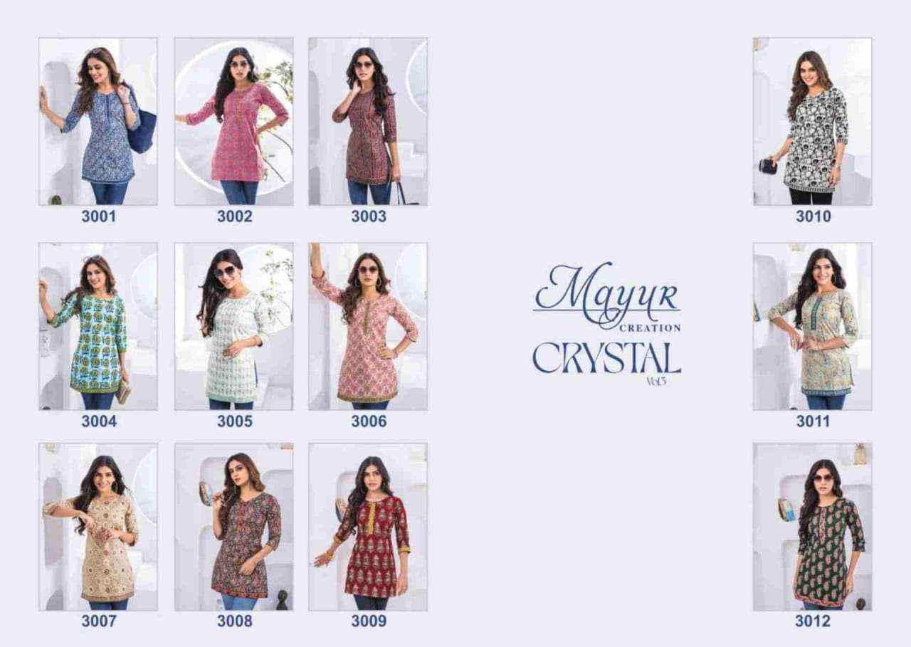 Mayur Creation Crystal Vol 3 Cotton Kurti 12 pcs Catalogue