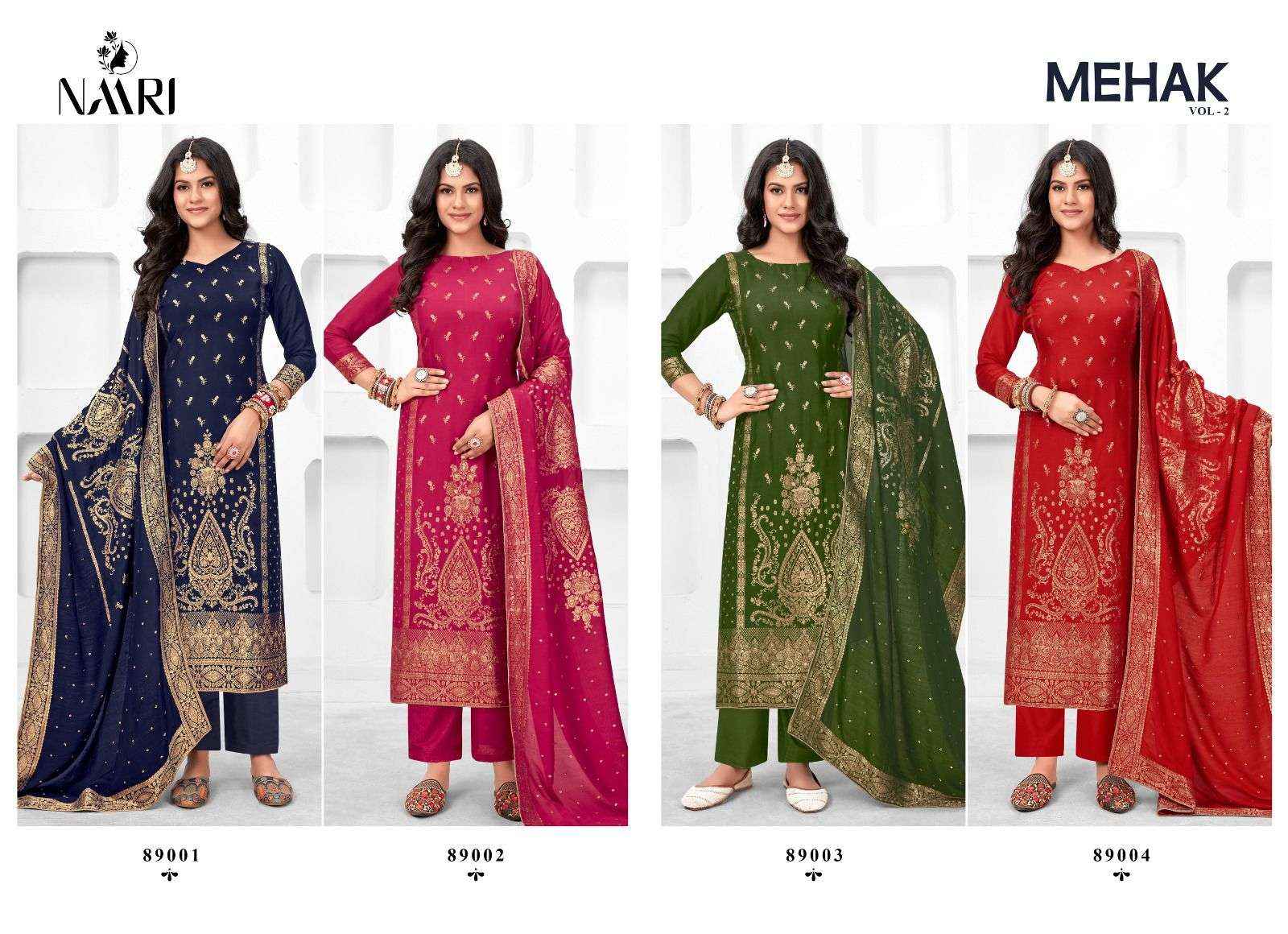 Naari Mehak Vol 2 Muslin Jacquard Dress Material 4 pcs Catalogue