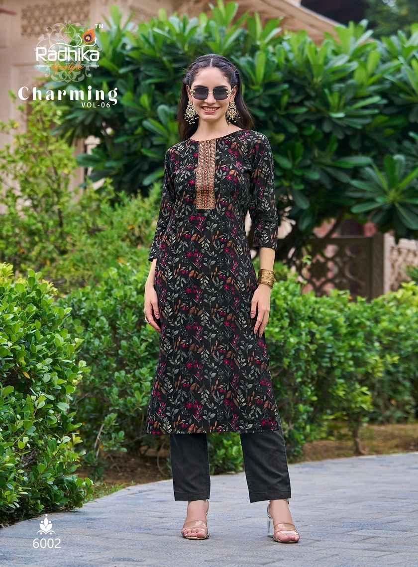 Radhika Lifestyle Charming Vol 6 Chanderi Kurti 6 pcs Catalogue