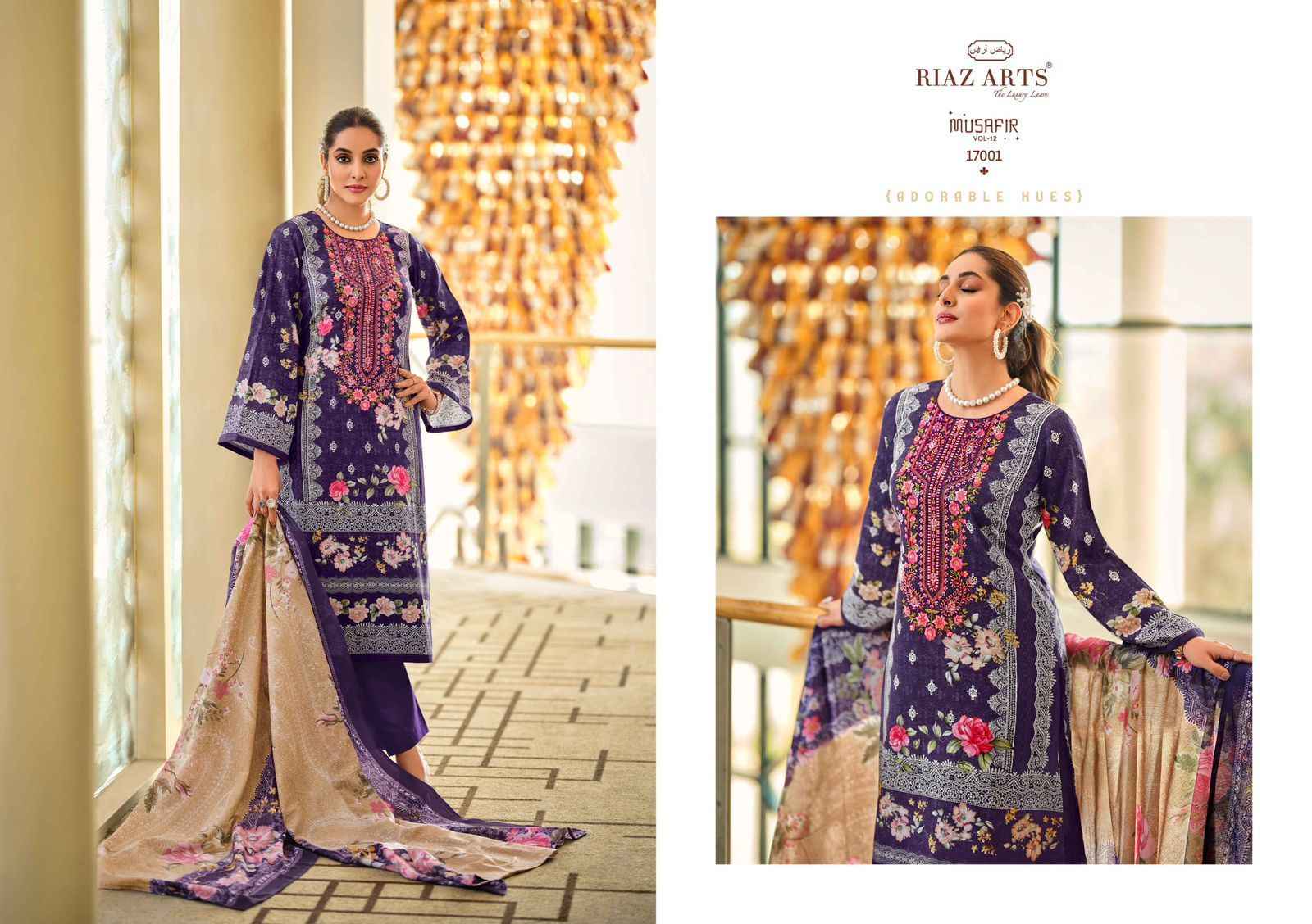 Riaz Arts Musafir Vol 12 Lawn Cotton Dress Material 8 pcs Catalogue