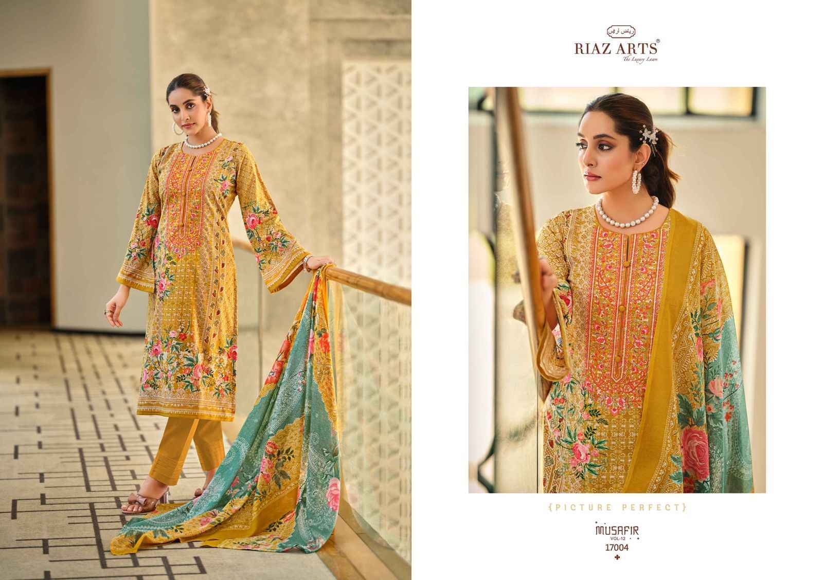 Riaz Arts Musafir Vol 12 Lawn Cotton Dress Material 8 pcs Catalogue