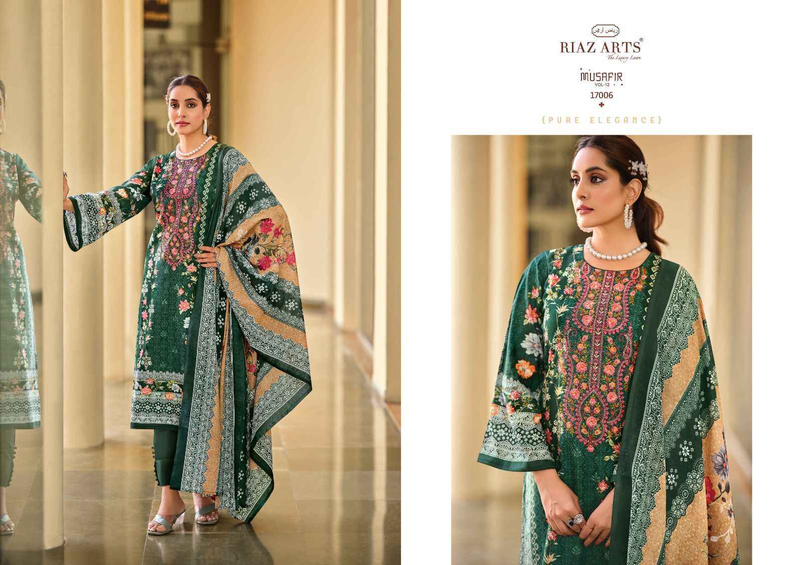 Riaz Arts Musafir Vol 12 Lawn Cotton Dress Material 8 pcs Catalogue