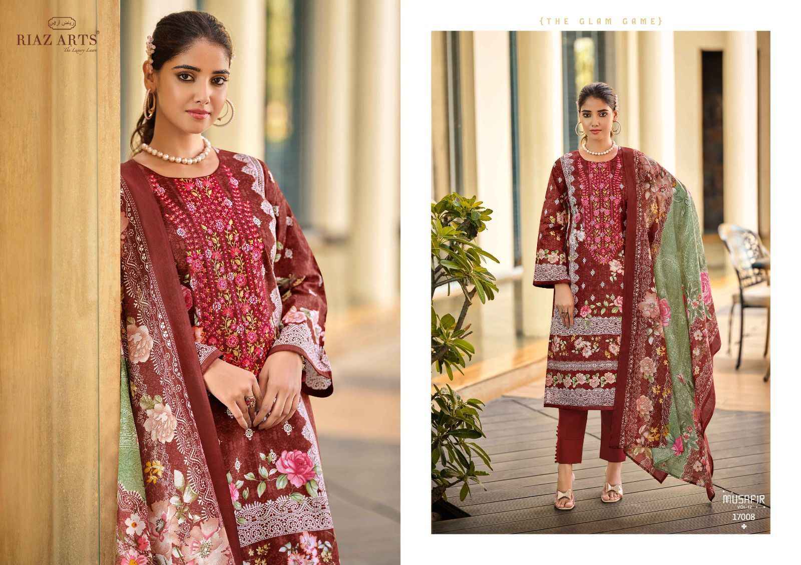 Riaz Arts Musafir Vol 12 Lawn Cotton Dress Material 8 pcs Catalogue