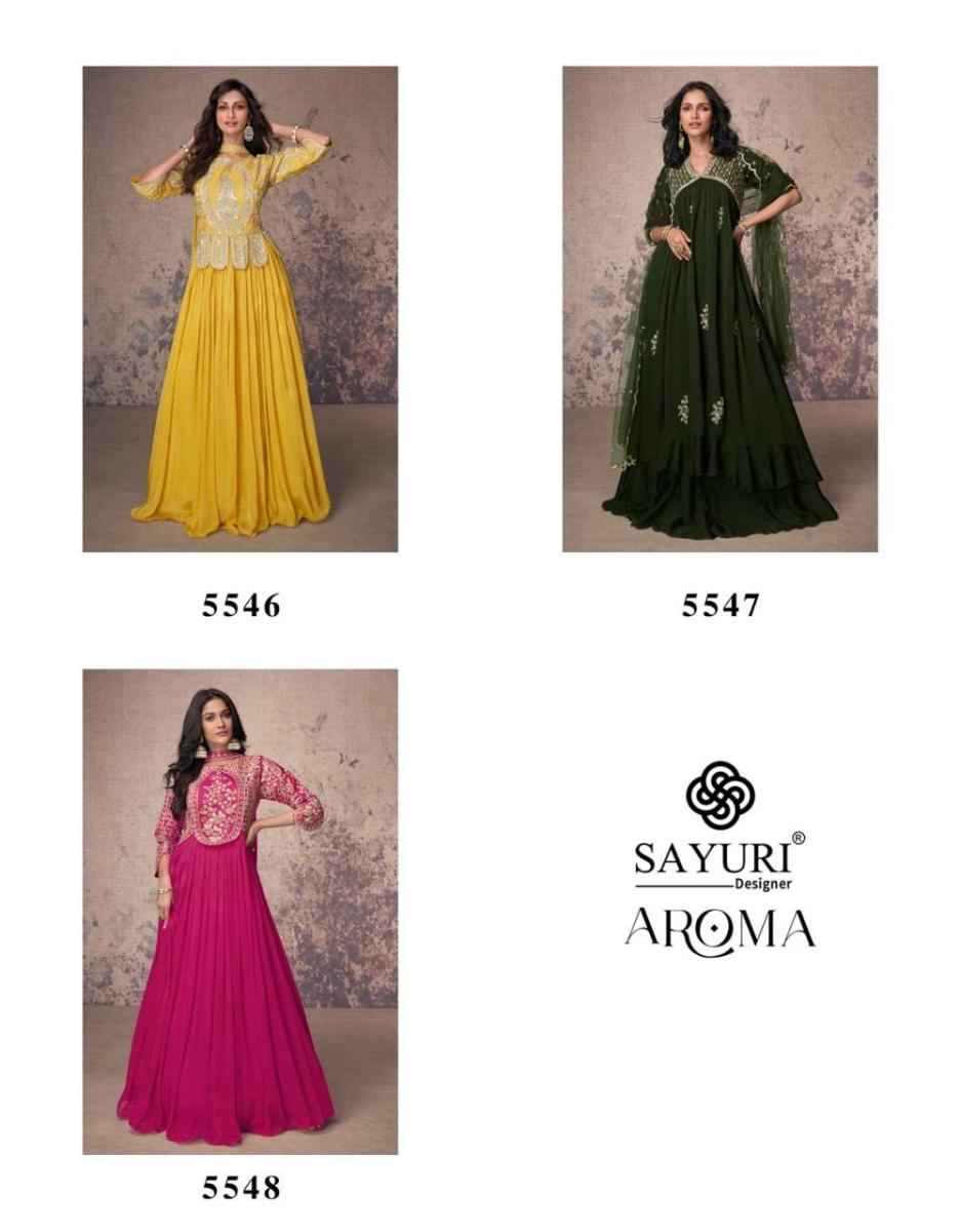 Sayuri Designer Aroma Readymade Chinon Dress 3 pcs Catalogue