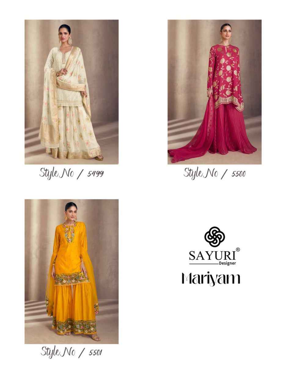 Sayuri Designer Mariyam Readymade Georgette Dress 3 pcs Catalogue