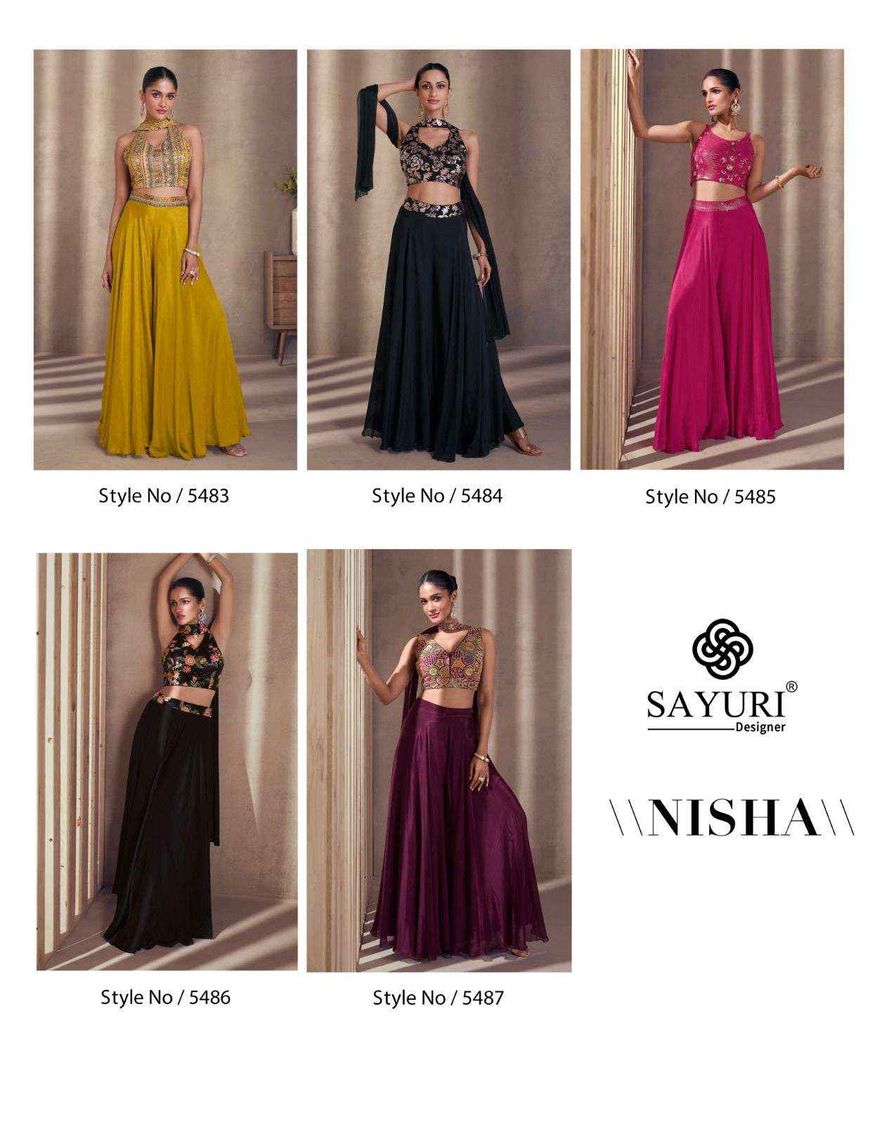 Sayuri Designer Nisha Readymade Chinon Silk Dress 5 pcs Catalogue