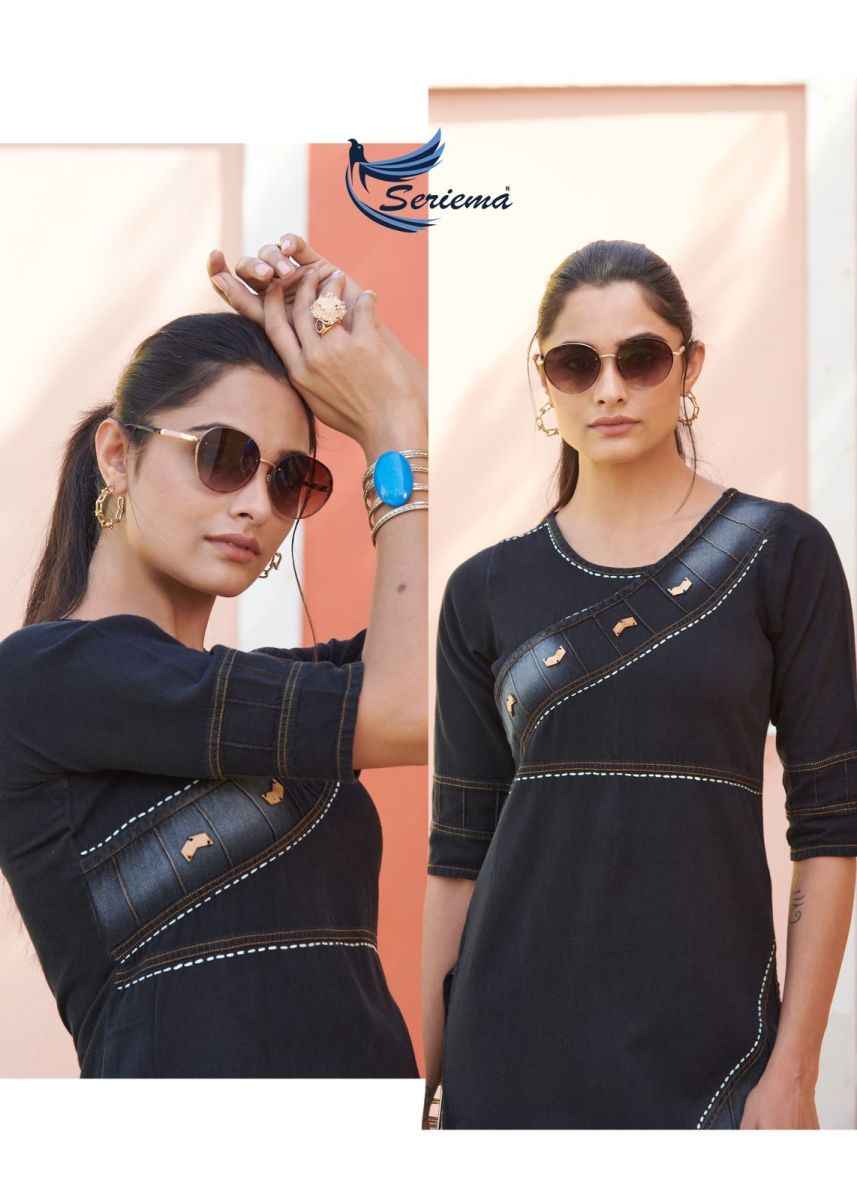 Seriema Kumb Capture Vol 6 Cotton Denim Kurti 8 pcs Catalogue
