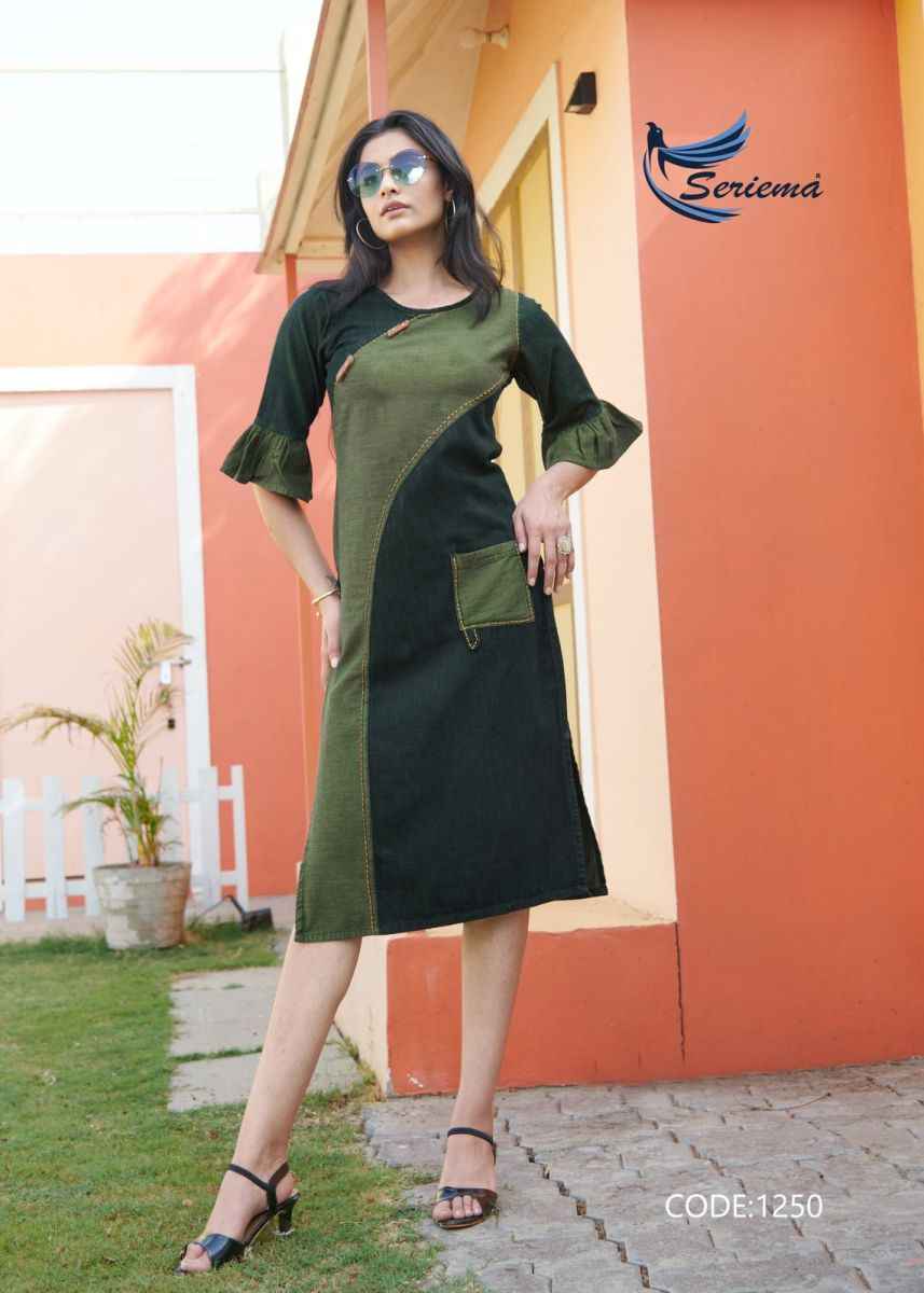 Seriema Kumb Capture Vol 6 Cotton Denim Kurti 8 pcs Catalogue