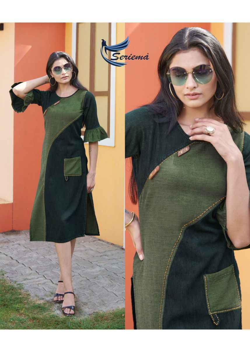 Seriema Kumb Capture Vol 6 Cotton Denim Kurti 8 pcs Catalogue