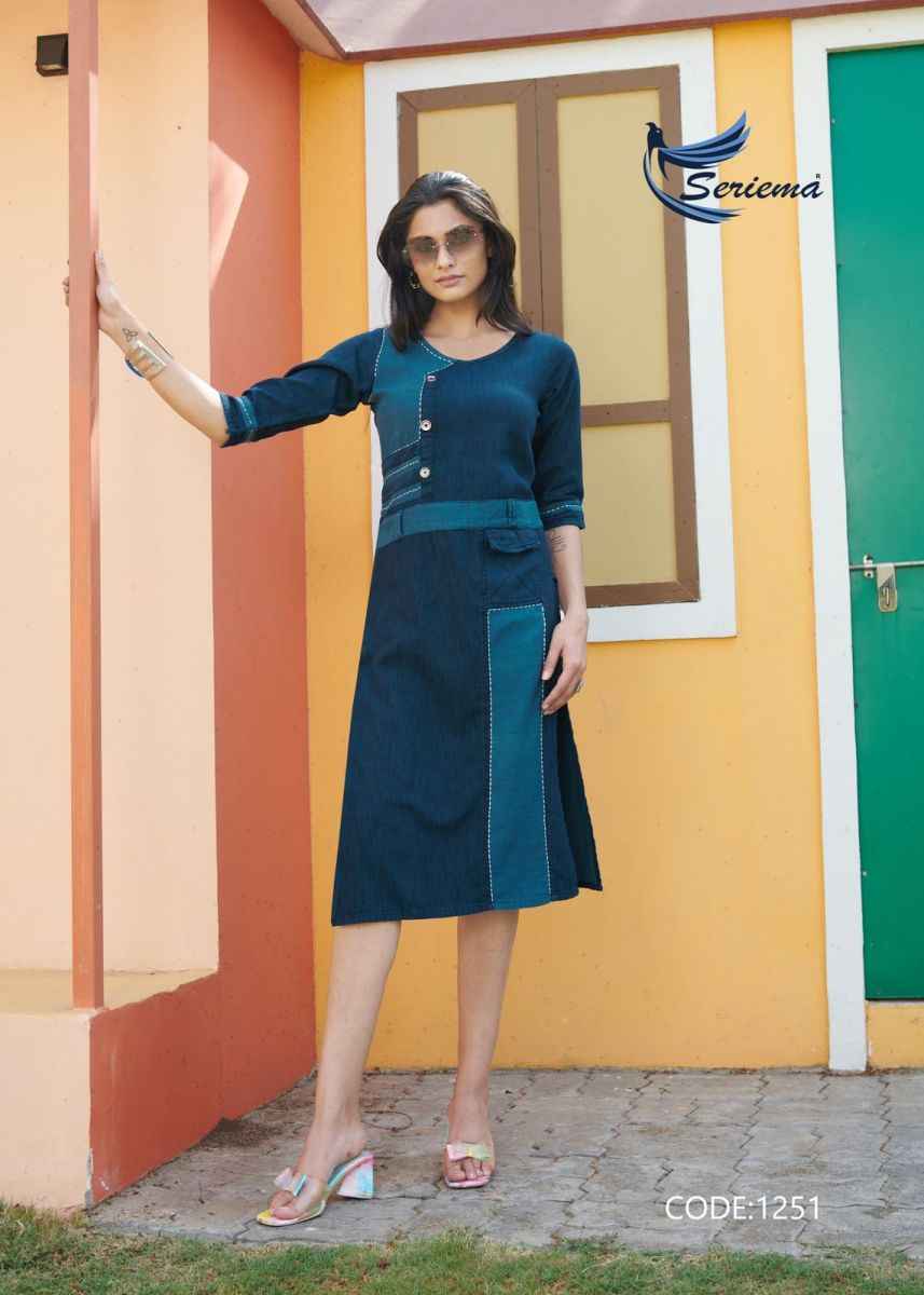 Seriema Kumb Capture Vol 6 Cotton Denim Kurti 8 pcs Catalogue