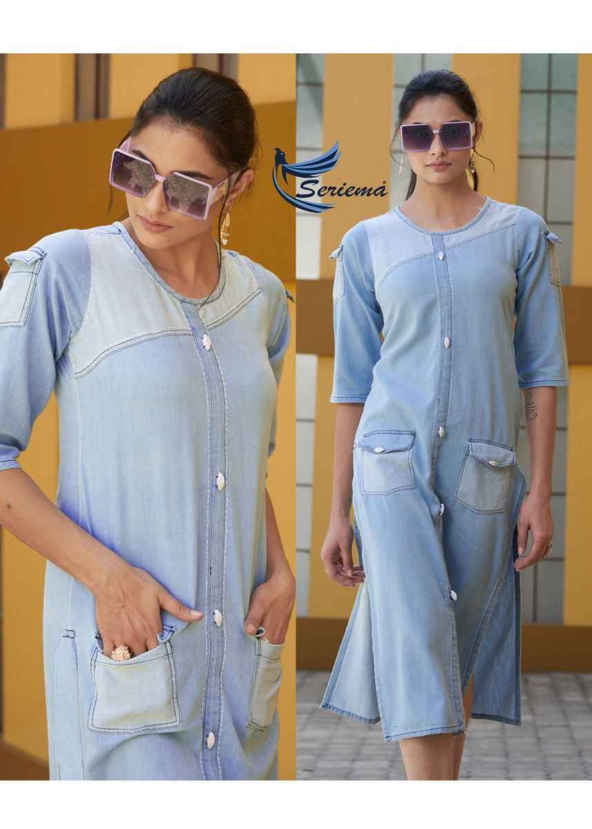 Seriema Kumb Capture Vol 6 Cotton Denim Kurti 8 pcs Catalogue