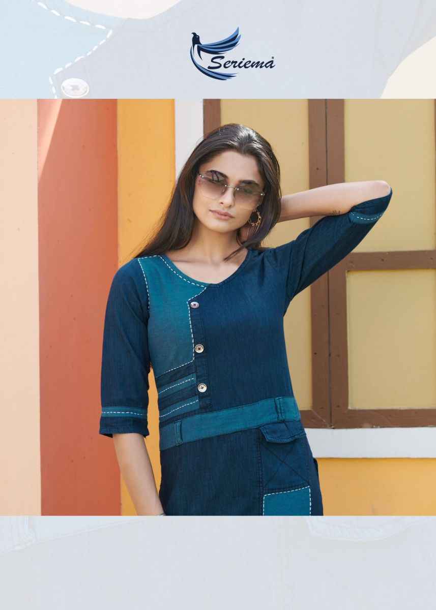 Seriema Kumb Capture Vol 6 Cotton Denim Kurti 8 pcs Catalogue