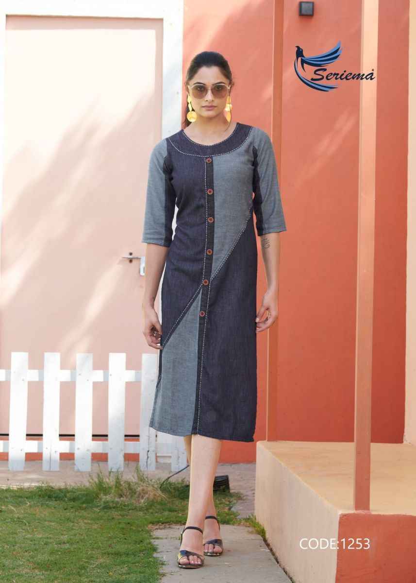 Seriema Kumb Capture Vol 6 Cotton Denim Kurti 8 pcs Catalogue