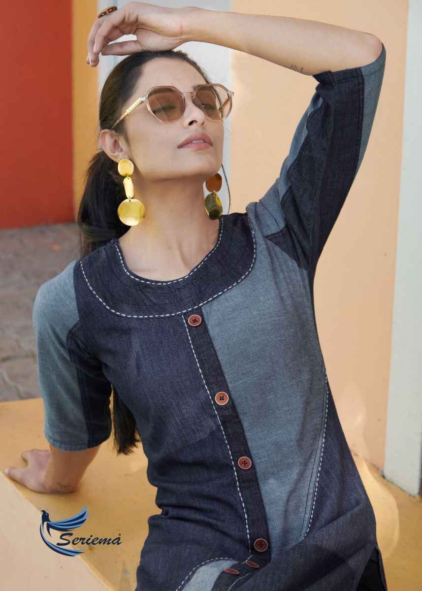 Seriema Kumb Capture Vol 6 Cotton Denim Kurti 8 pcs Catalogue