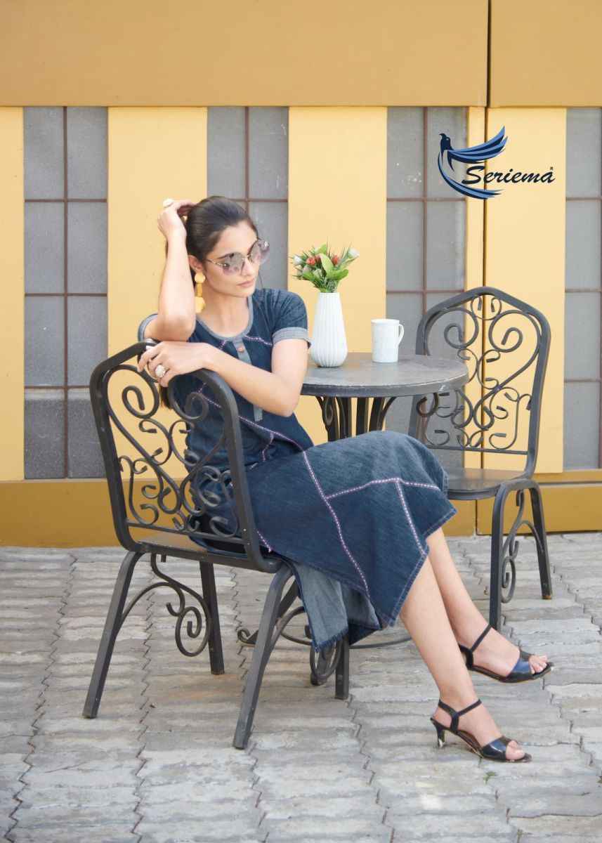 Seriema Kumb Capture Vol 6 Cotton Denim Kurti 8 pcs Catalogue