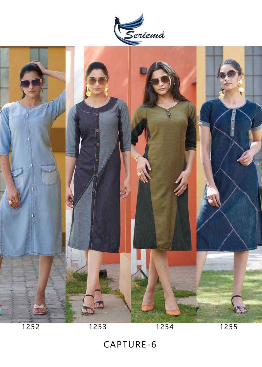 Seriema Kumb Capture Vol 6 Cotton Denim Kurti 8 pcs Catalogue