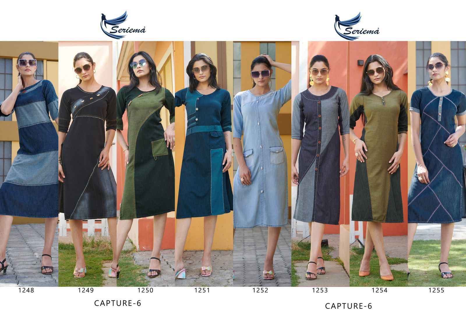 Seriema Kumb Capture Vol 6 Cotton Denim Kurti 8 pcs Catalogue