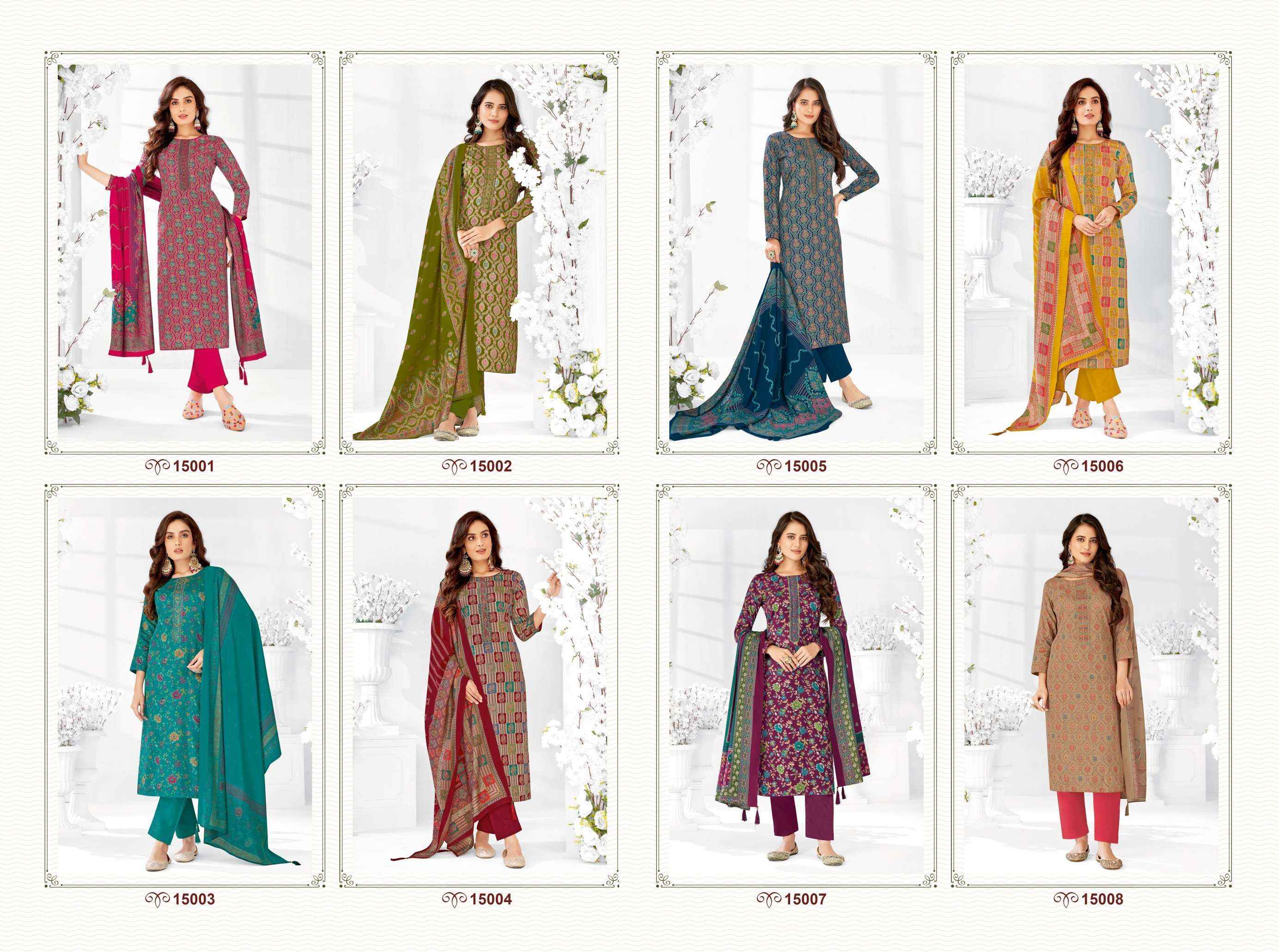 Suryajyoti Kalki Vol 15 Jam Satin Dress Material 8 Pc Catalouge