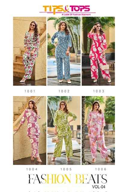 Tips & Tops Fashion Beats Vol 4 Reyon Co ord Set 6 pcs Catalogue