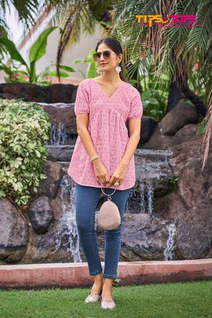 Tips & Tops Rainbow Short Cotton Kurti 6 pcs Catalogue