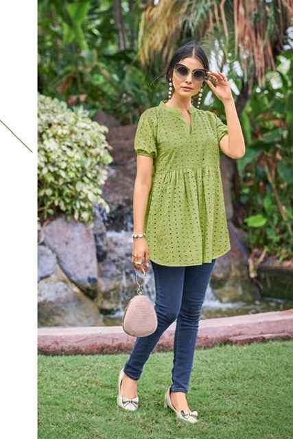 Tips & Tops Rainbow Short Cotton Kurti 6 pcs Catalogue