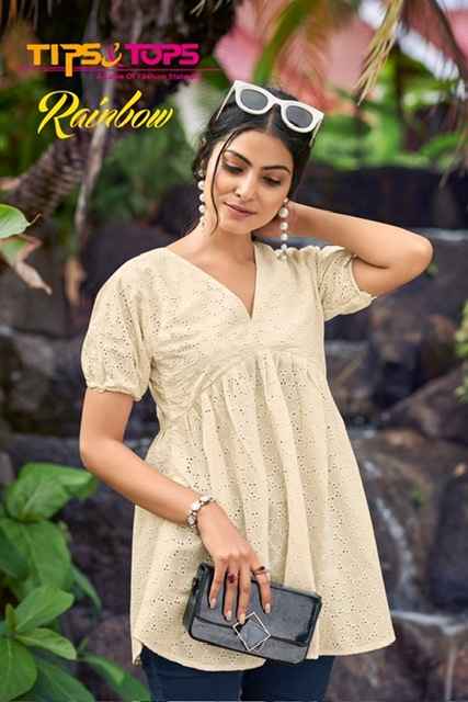 Tips & Tops Rainbow Short Cotton Kurti 6 pcs Catalogue