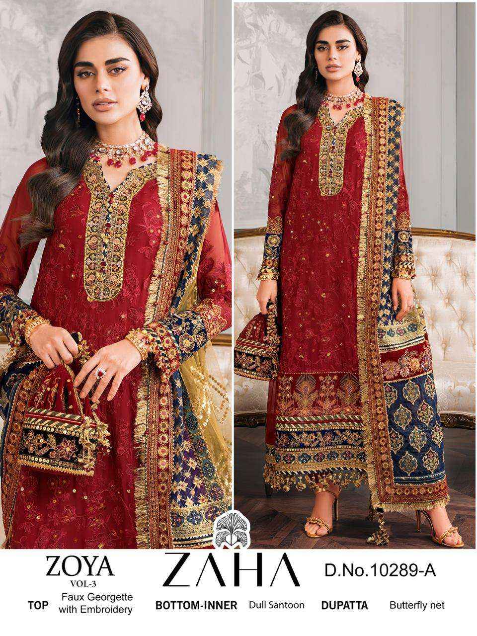 Zaha Zoya Vol 3 Georgette Dress Material 4 pcs Catalogue