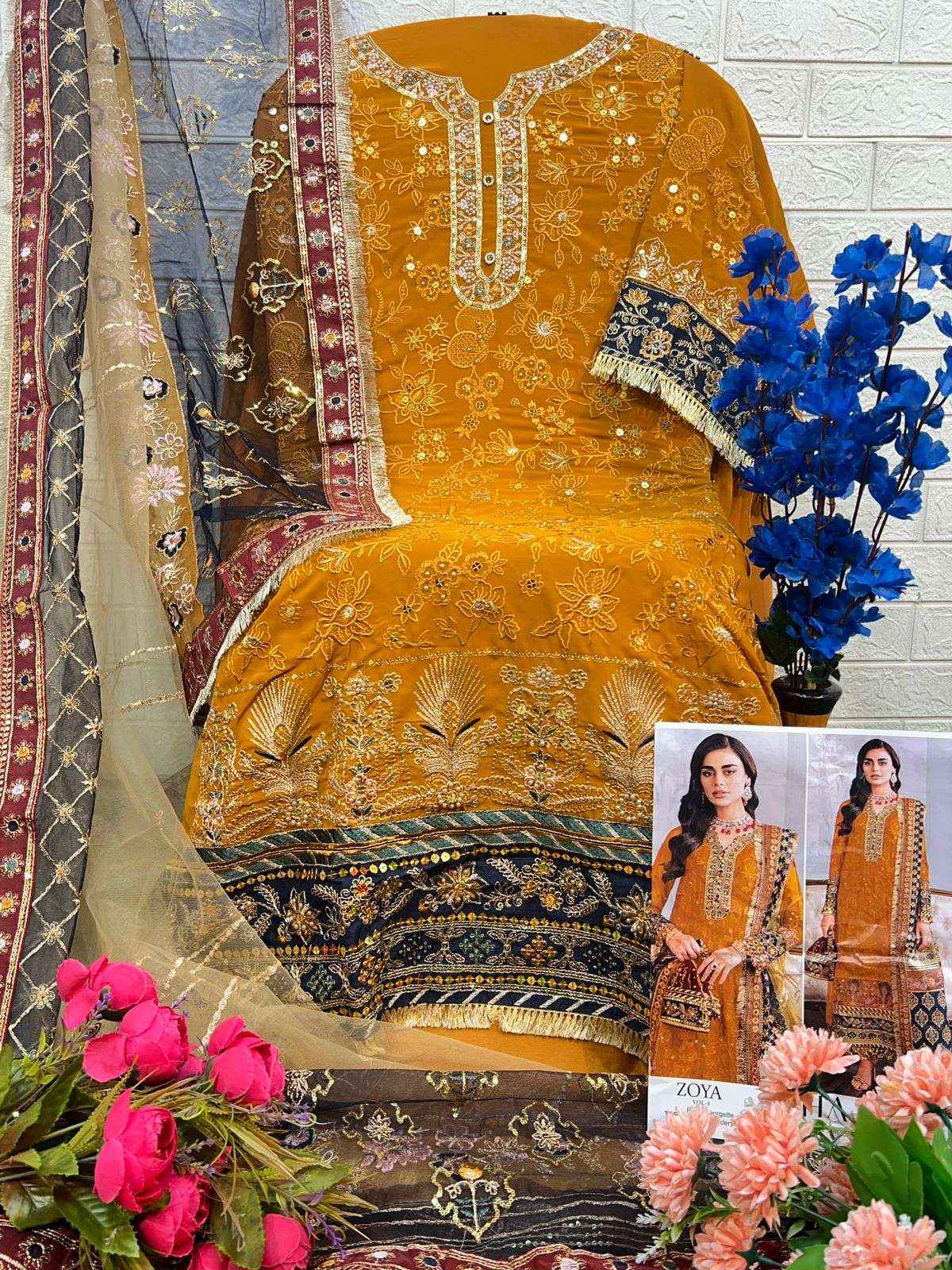 Zaha Zoya Vol 3 Georgette Dress Material 4 pcs Catalogue
