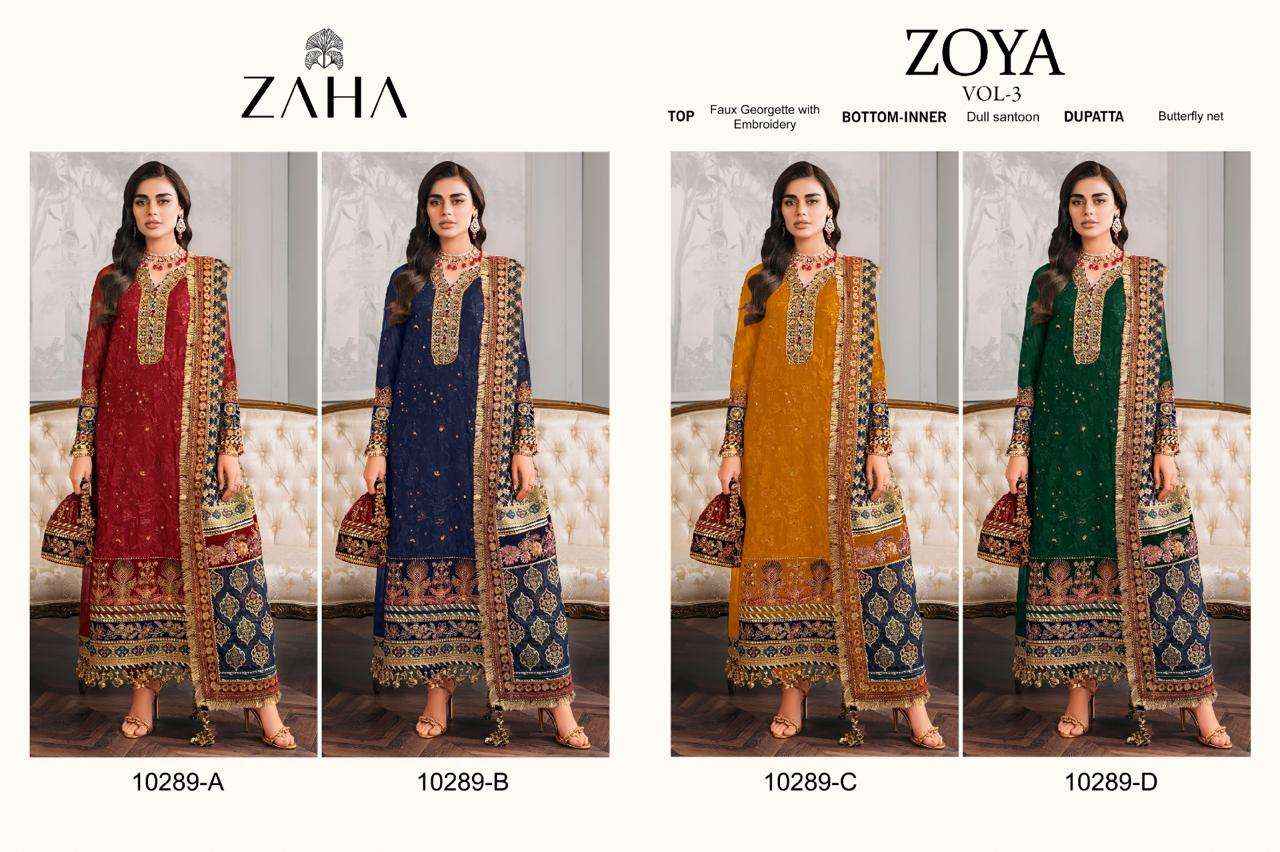 Zaha Zoya Vol 3 Georgette Dress Material 4 pcs Catalogue