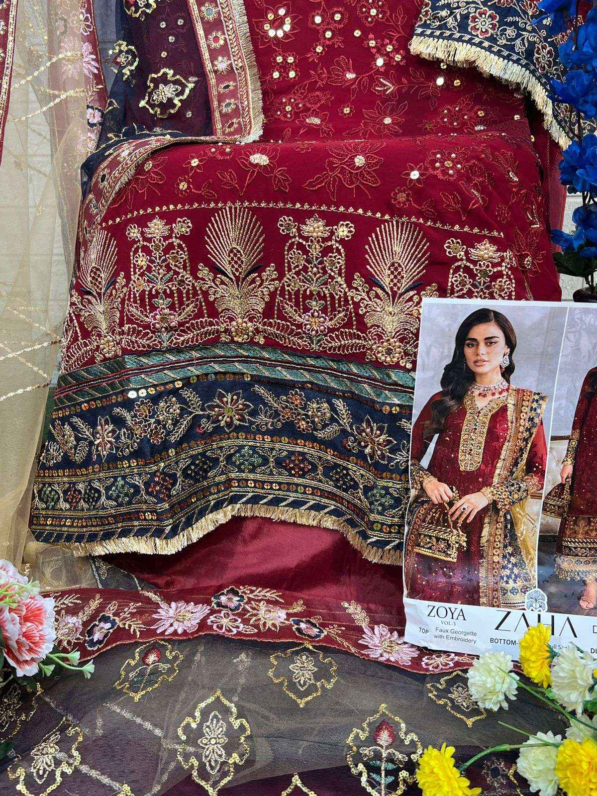 Zaha Zoya Vol 3 Georgette Dress Material 4 pcs Catalogue