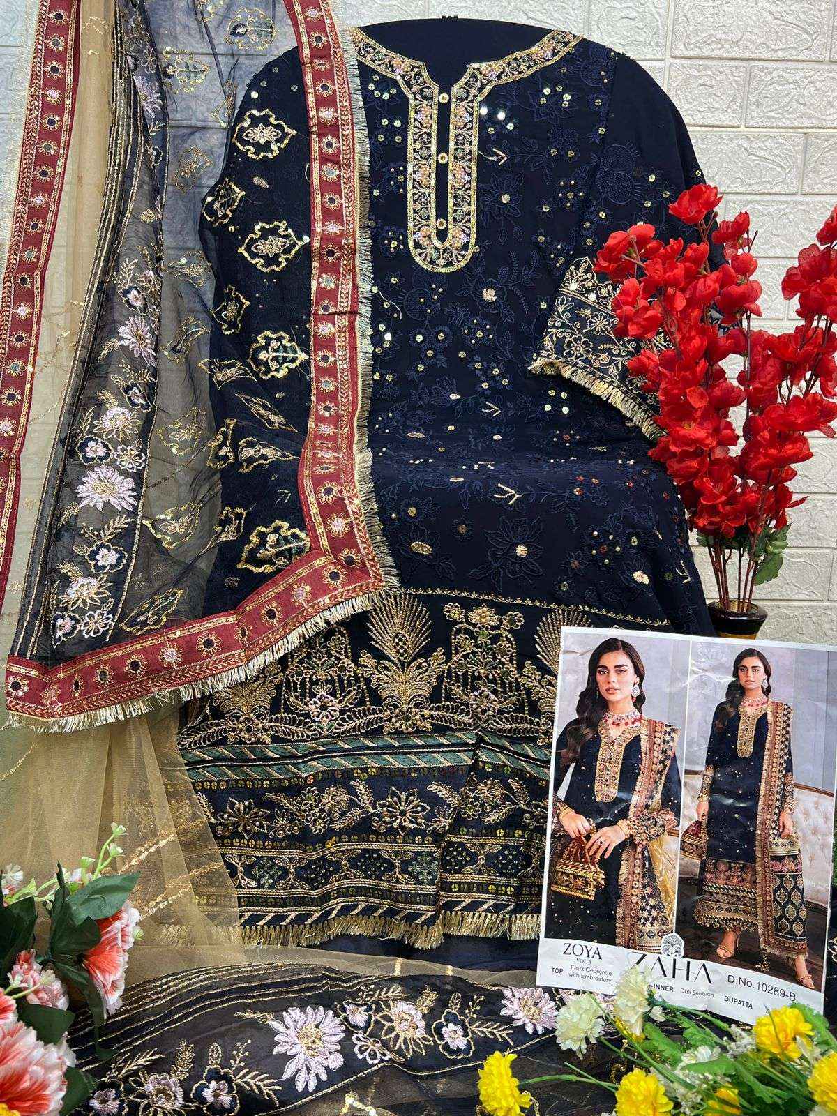 Zaha Zoya Vol 3 Georgette Dress Material 4 pcs Catalogue