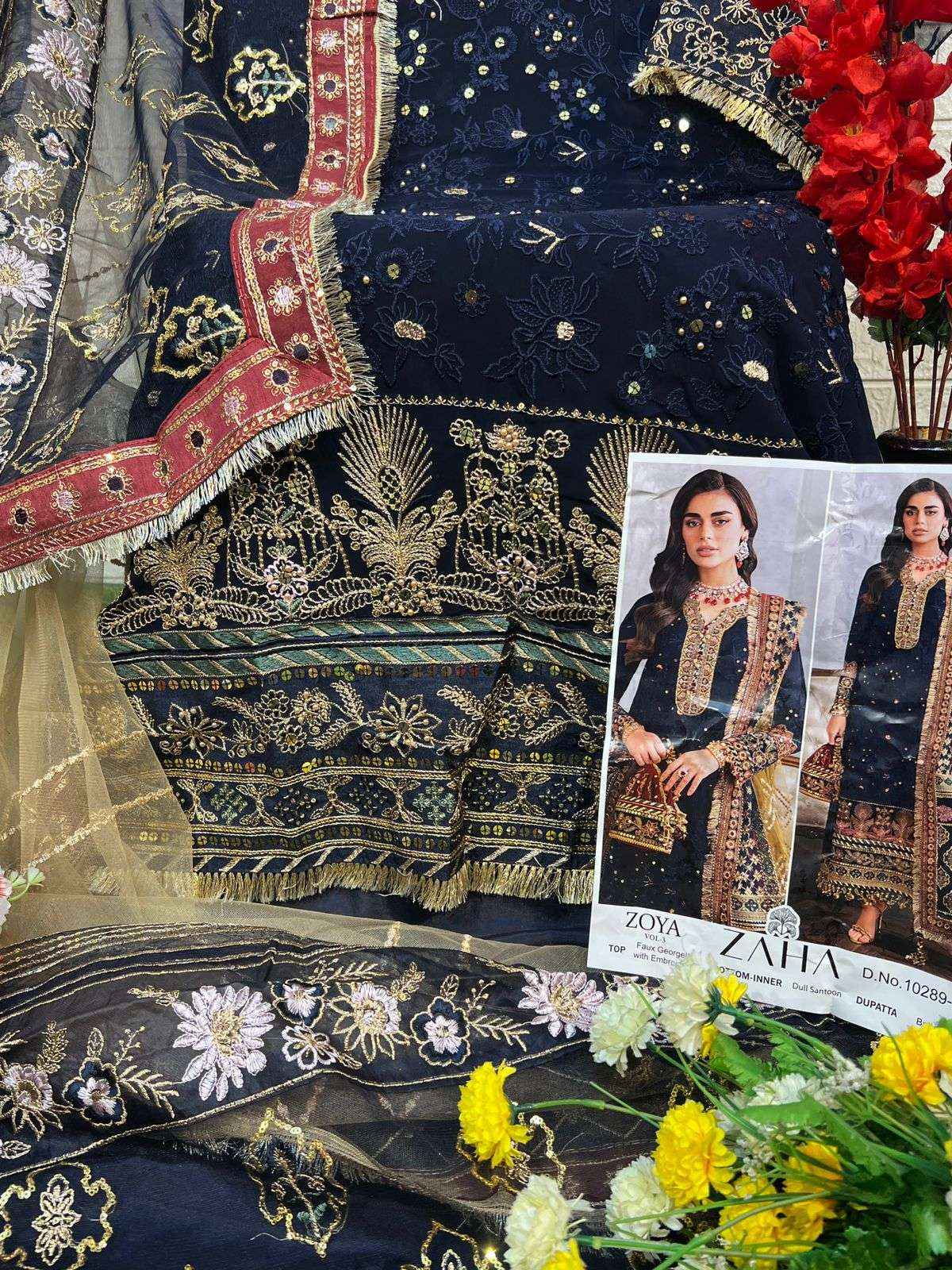 Zaha Zoya Vol 3 Georgette Dress Material 4 pcs Catalogue