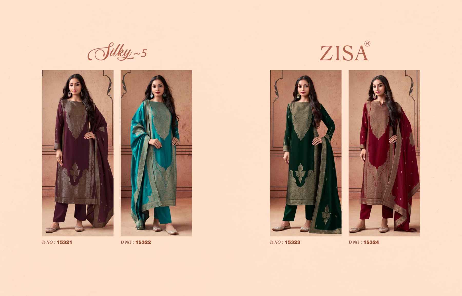 Zisa Silky Vol 5 Bamberg Silk Dress Material 4 pcs Catalogue